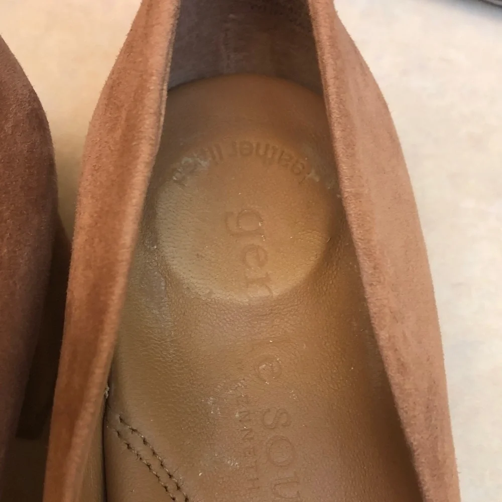 Gentle Souls Gardena Suede Block Heel Pumps in Camel Like New Women's 7.5m